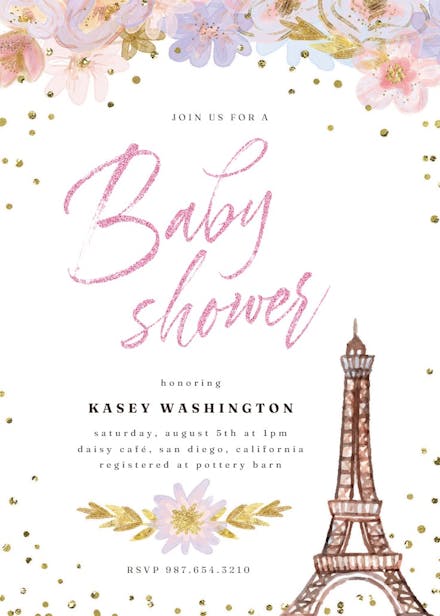 Paris love - baby shower invitation