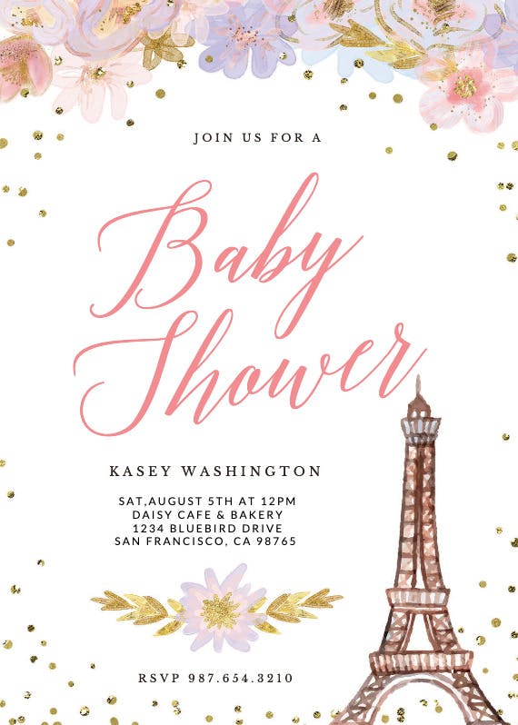 Paris love - baby shower invitation
