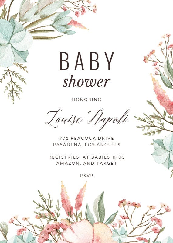 Pastel boho -  invitación para baby shower