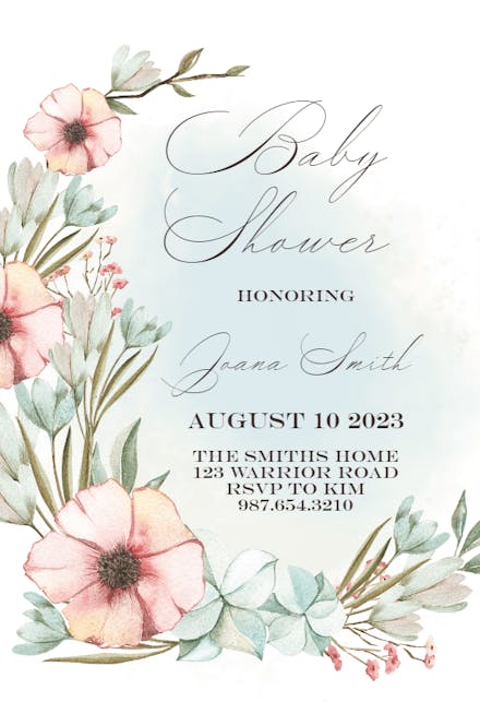 Floral Party Invitation Templates Free Greetings Island