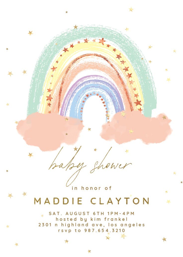 Pastel rainbow - invitación para baby shower