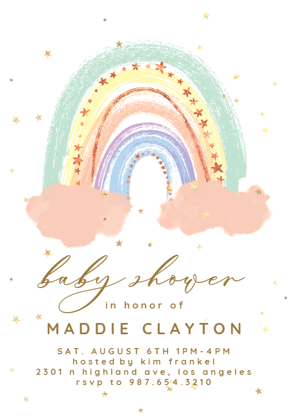 Paper Rainbow Baby Girl Invite Girl Baby Shower Editable Template ...