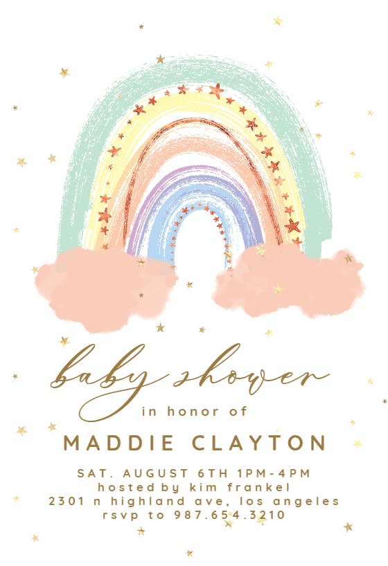 Pastel rainbow -  invitación para baby shower