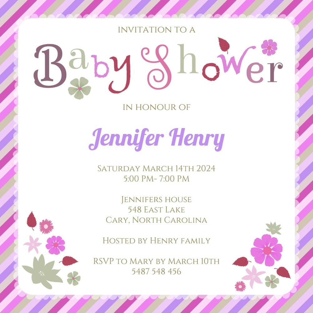 Pastel rainbow border - baby shower invitation