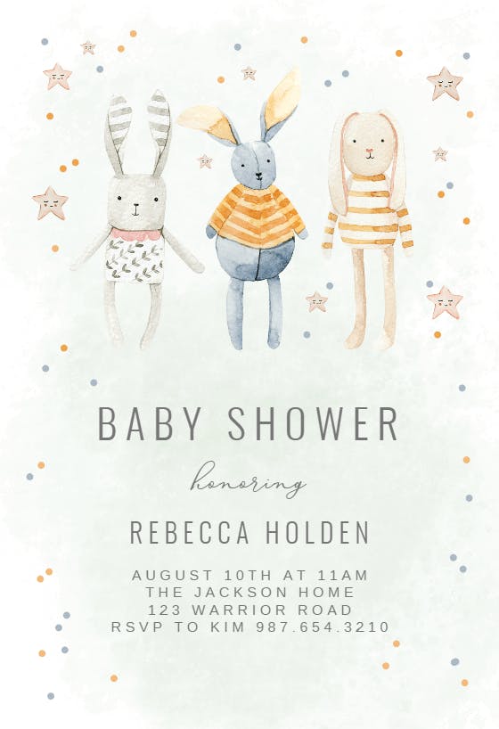 Pastel toys - baby shower invitation