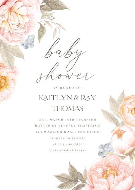 Pastel Flowers - Baby shower invitation Template | Greetings Island