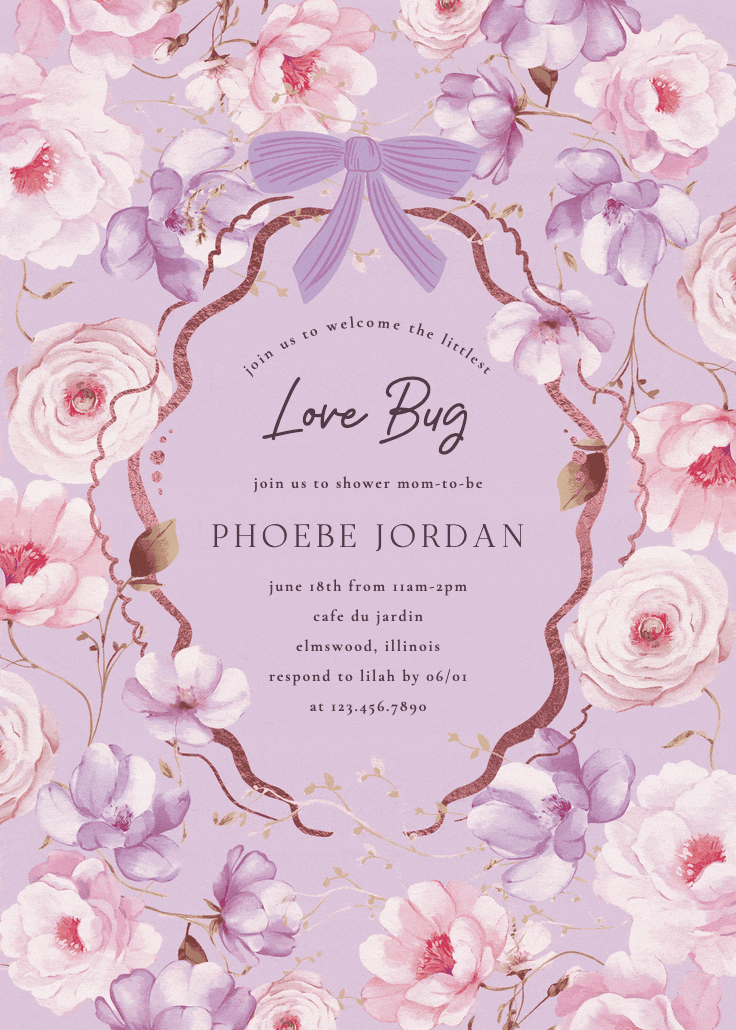 Peachy blooms -  invitación para baby shower