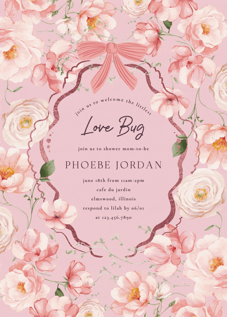 Peachy blooms -  invitación para baby shower