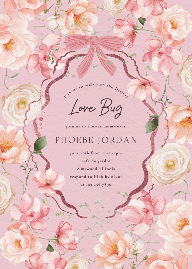 Peachy blooms -  invitación para baby shower