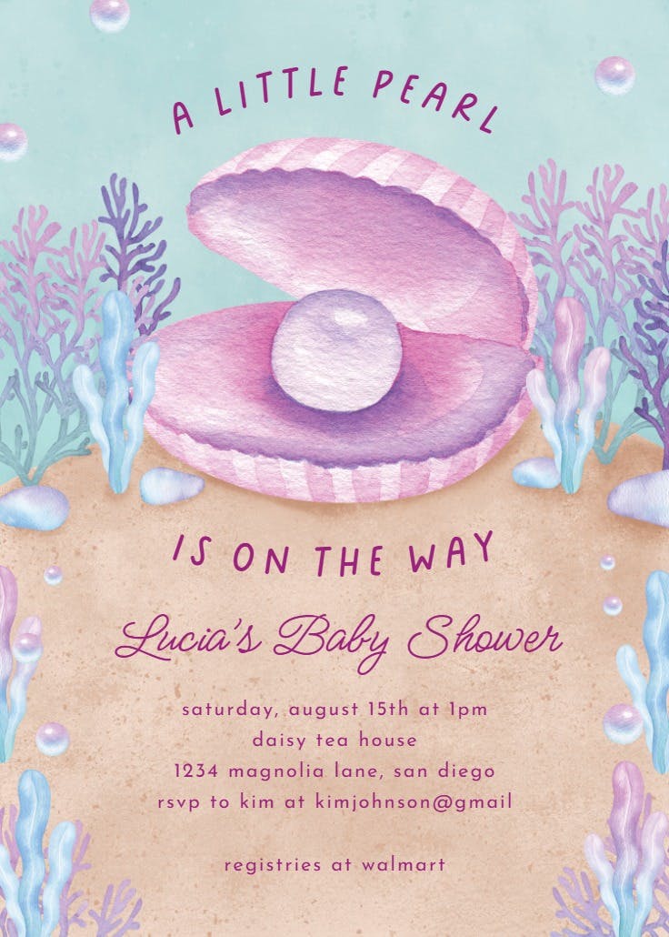 Pearl-fection - baby shower invitation