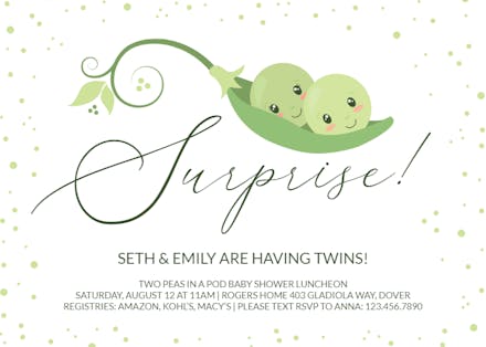 Peas Come - Baby Shower Invitation