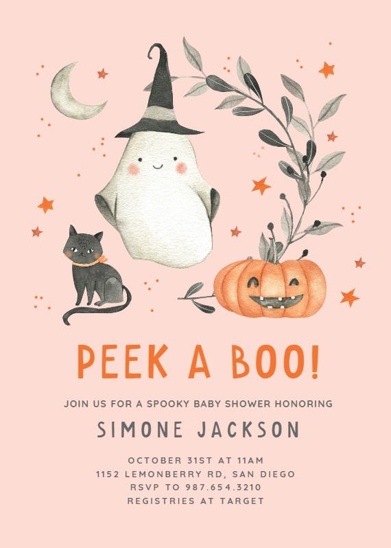 Peek a boo -  invitación de halloween