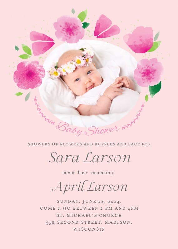 Petite petals -  invitación para baby shower