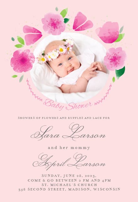 Petite Petals - Baby Shower Invitation Template (Free) | Greetings Island