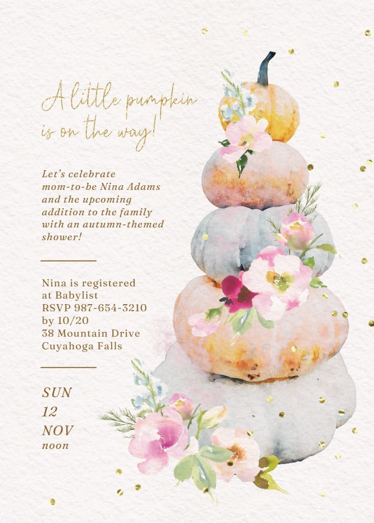 Pile of pumpkins - baby shower invitation