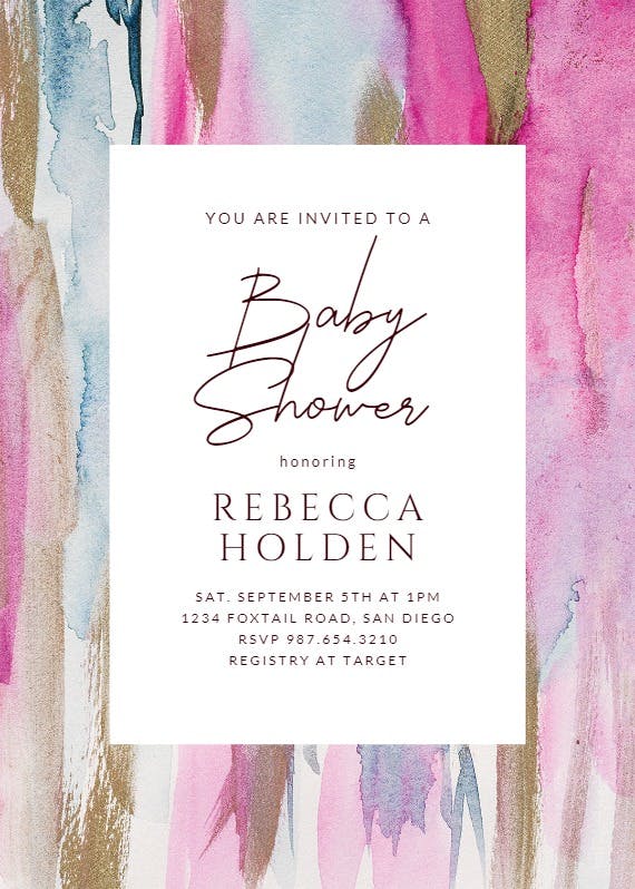 Pink & gold - baby shower invitation