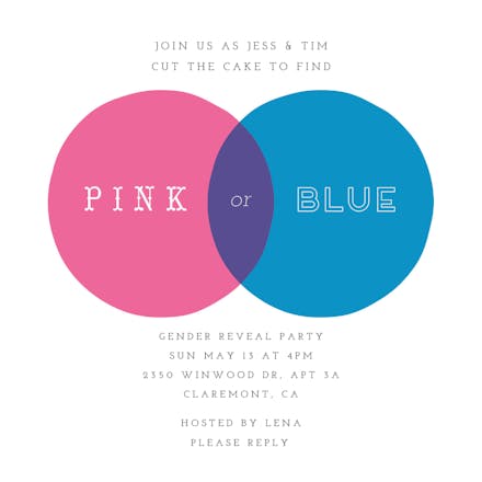 Pink or Blue - Gender Reveal Invitation