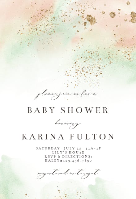 Pink Paint and Gold - Invitation Template