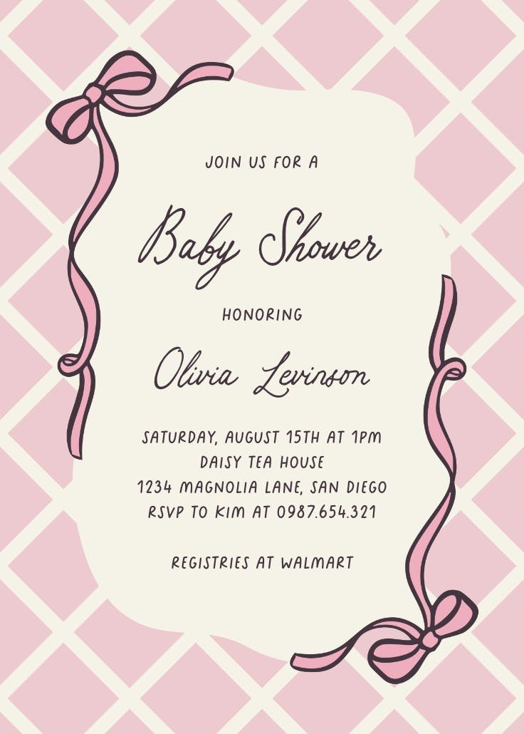 Pink plaid - baby shower invitation