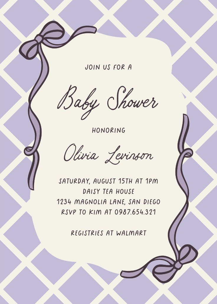 Pink plaid - baby shower invitation
