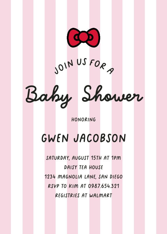 Pink stripes - baby shower invitation