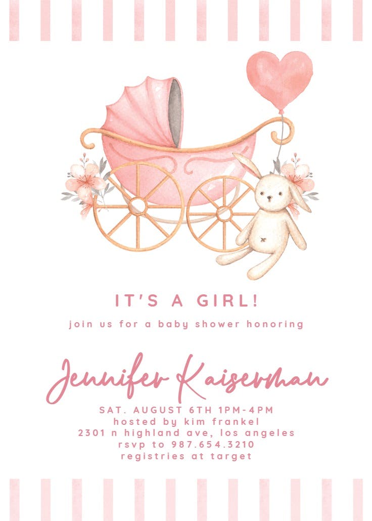 Pink wishes - baby shower invitation