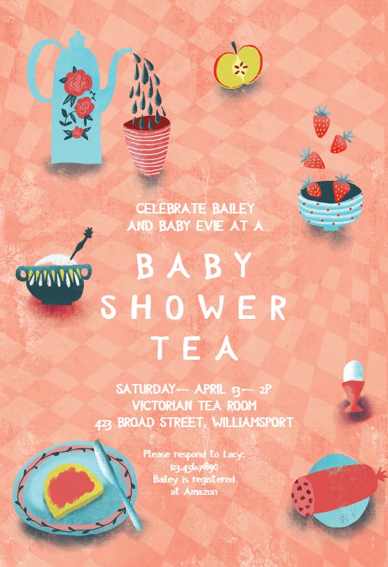 Pinkie party -  invitación para baby shower