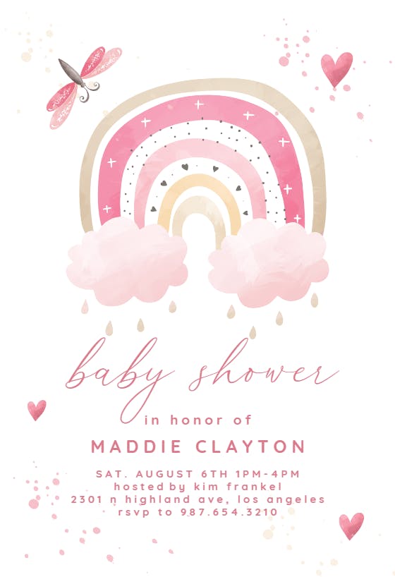 Pinky Rainbow - Baby Shower Invitation Template | Greetings Island