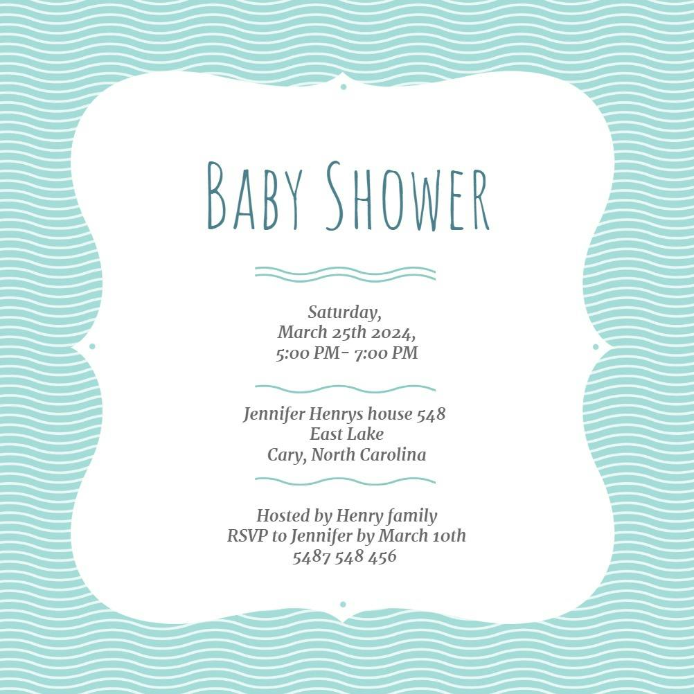 Pinstripe waves - baby shower invitation