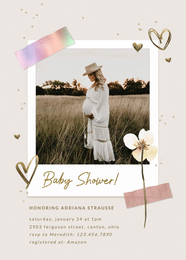 Polaroid and love - baby shower invitation