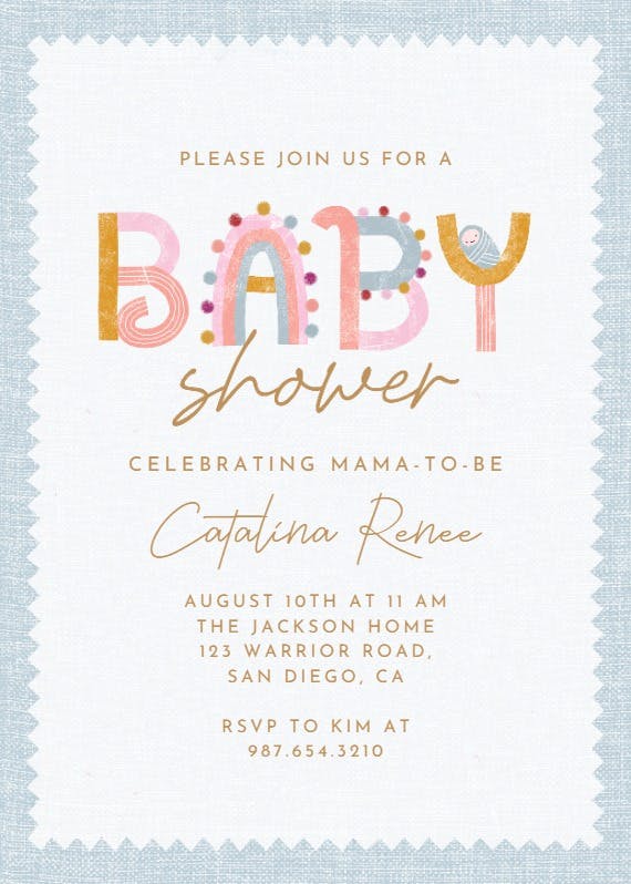 Pom pom baby -  invitación para baby shower