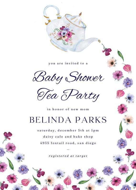 Pouring tea - baby shower invitation