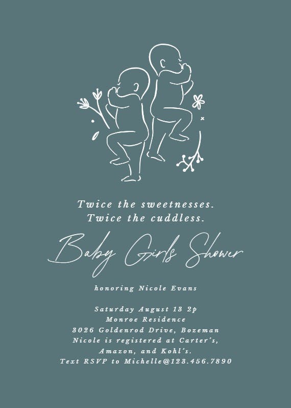 Precious pair - baby shower invitation