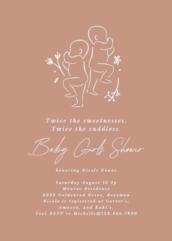 Precious pair - baby shower invitation