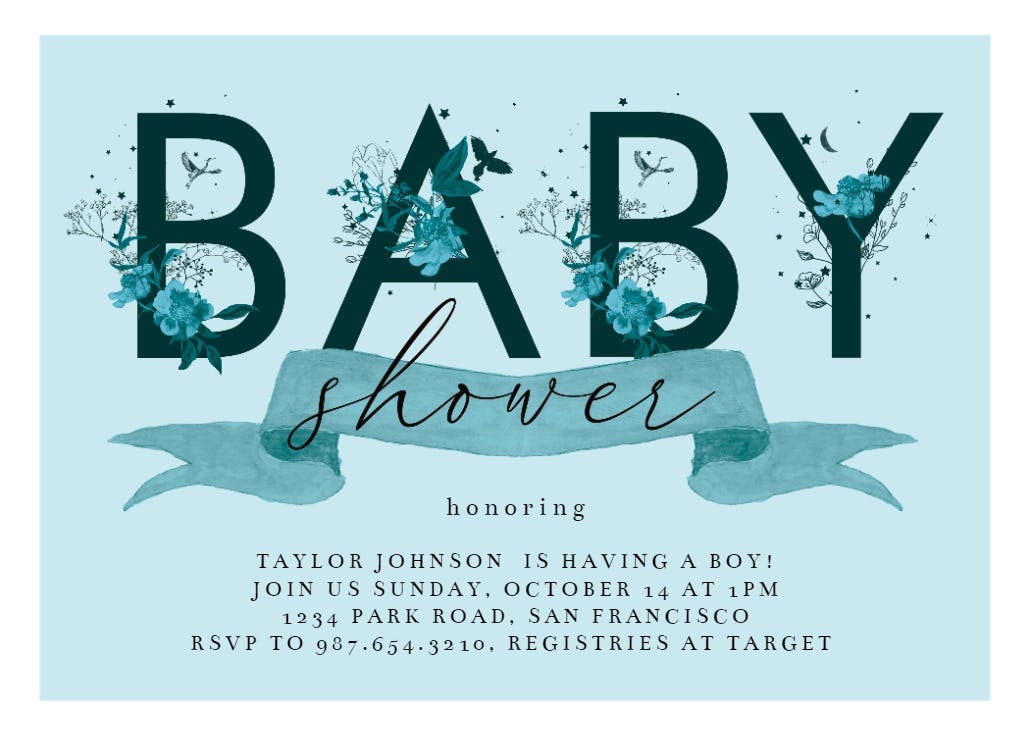 Pretty letters - baby shower invitation