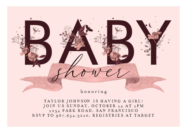 Pretty letters - baby shower invitation