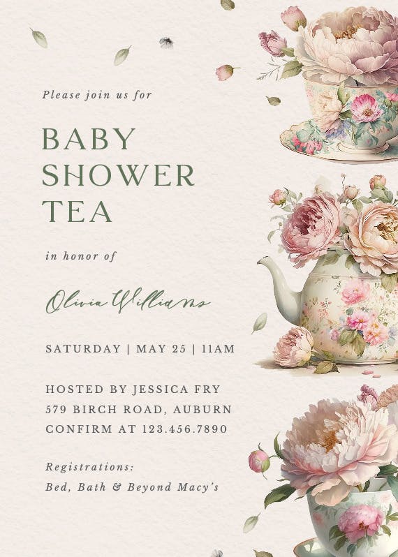 Prim and proper -  invitación para baby shower de bebé niña gratis