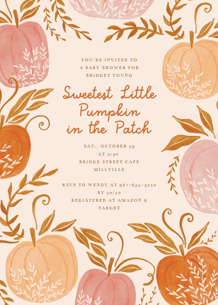 Pumpkin deco - baby shower invitation