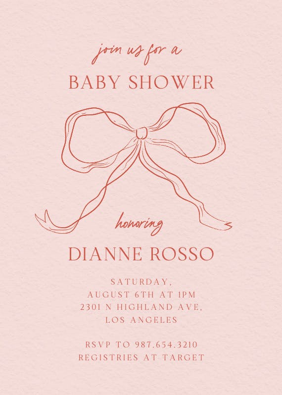 Quirky bow -  invitación para baby shower de bebé niña gratis