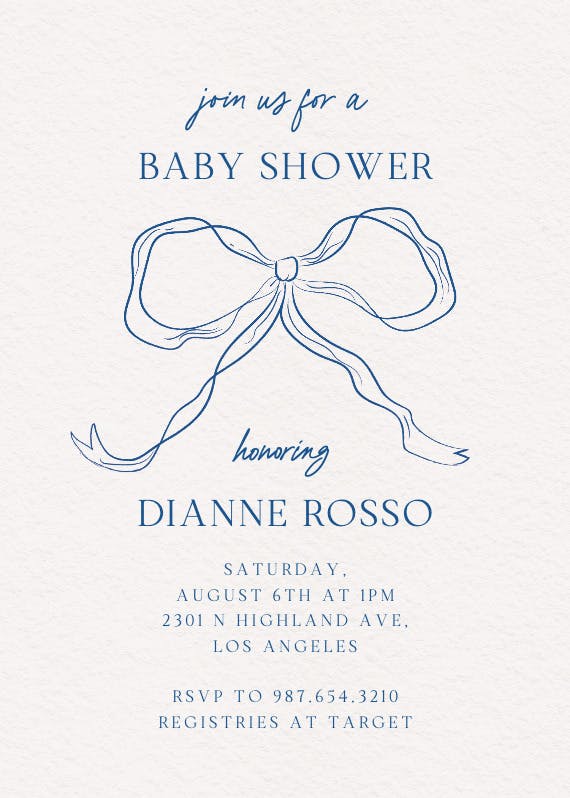 Quirky bow - baby shower invitation