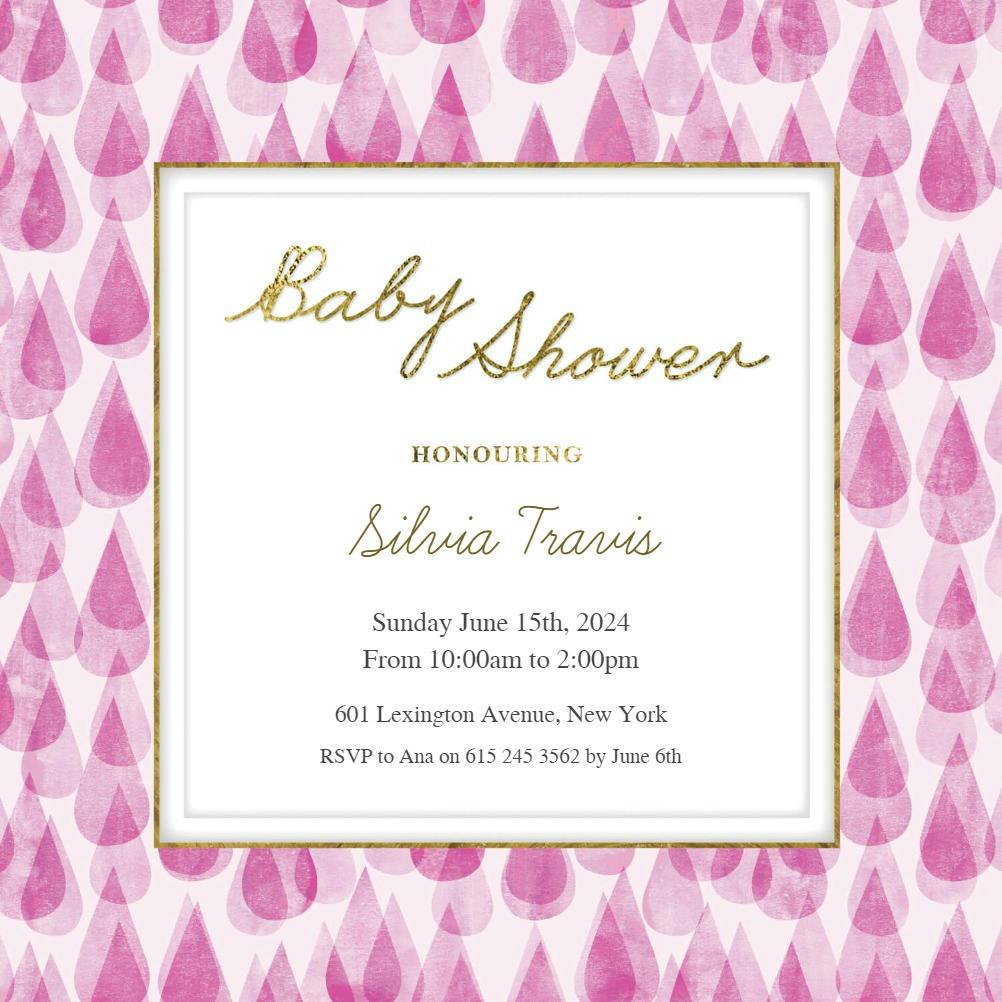 Rain drops - baby shower invitation