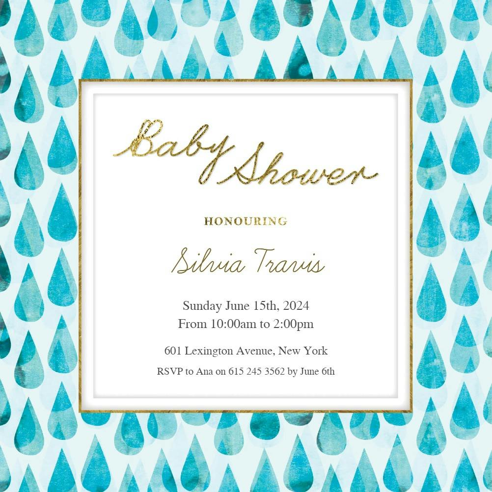 Rain drops -  invitación para baby shower
