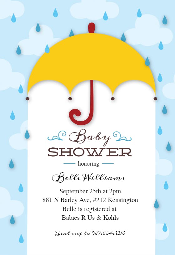Rain or shine -  invitación para baby shower de bebé niña gratis