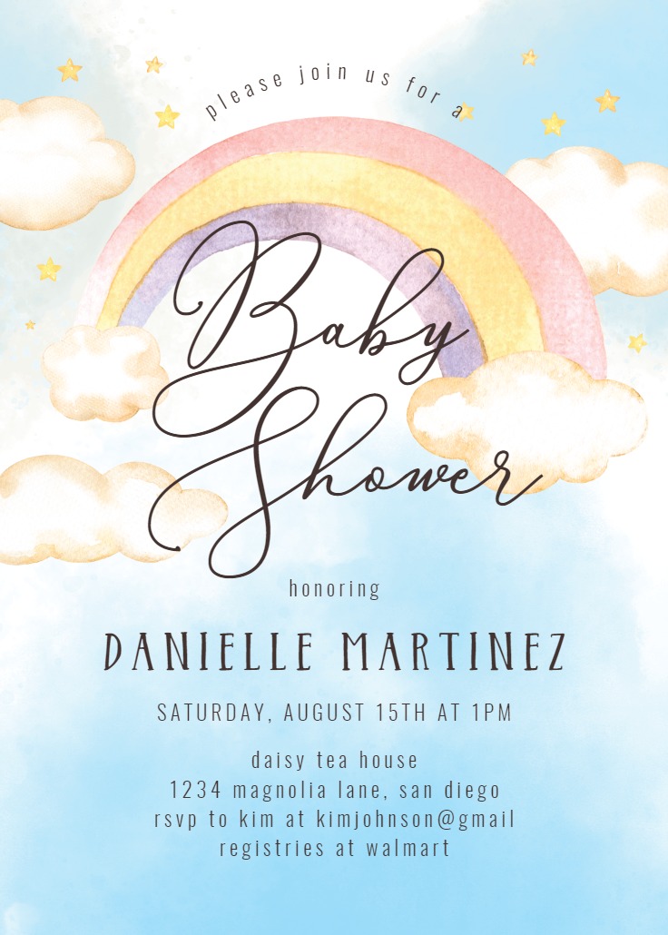 Rainbow - Baby shower invitation Template | Greetings Island