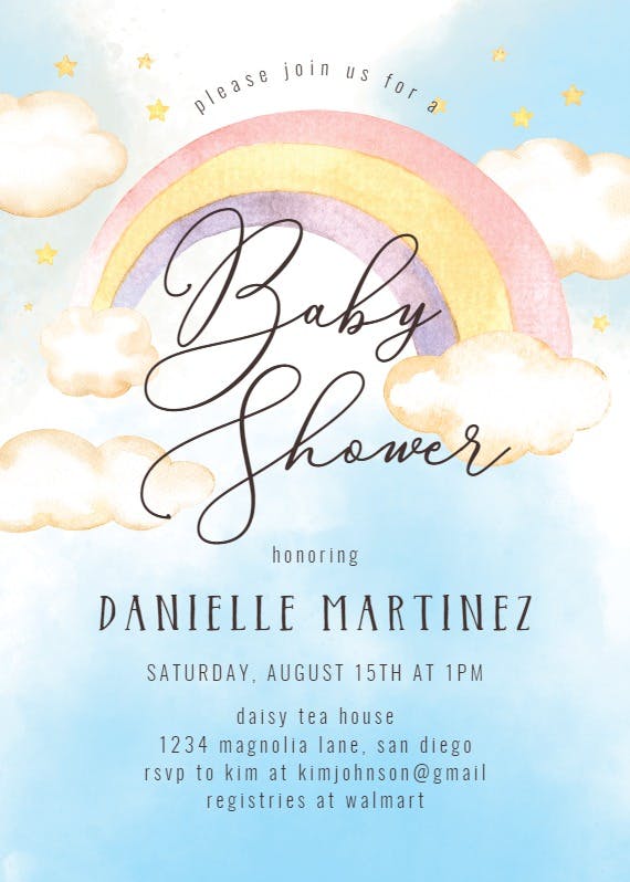Rainbow -  invitación para baby shower