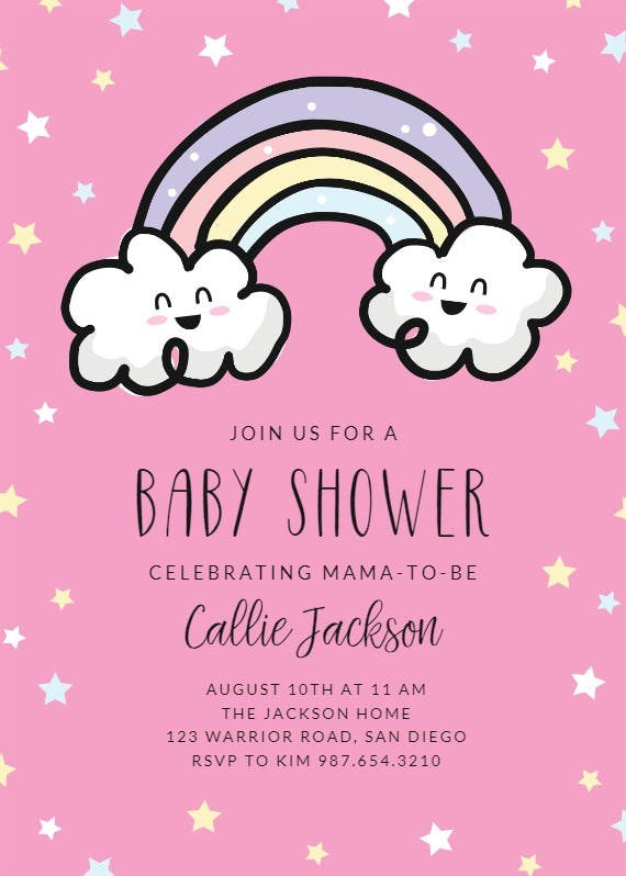 Rainbow clouds - invitación para baby shower
