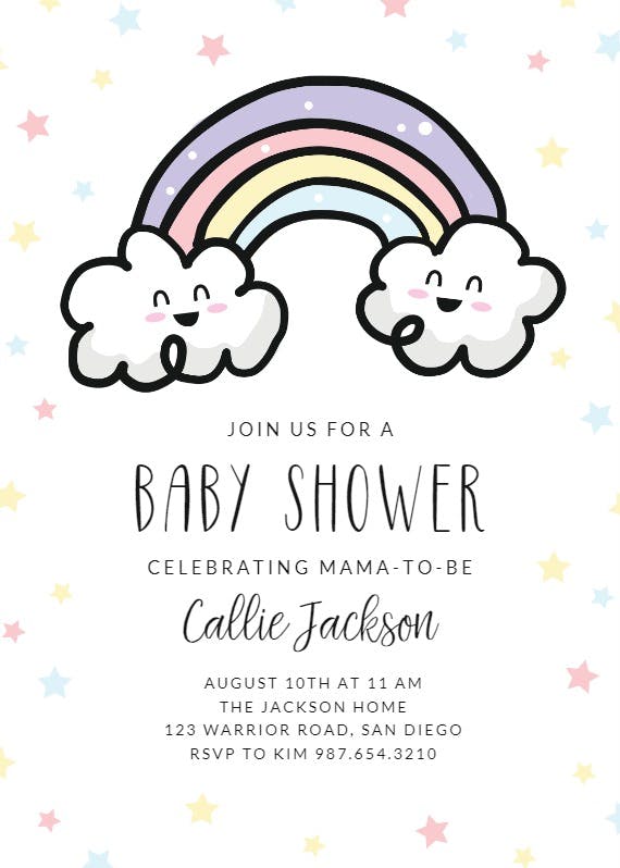 Rainbow clouds - baby shower invitation