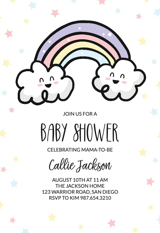 Rainbow Clouds - Baby Shower Invitation Template (Free) | Greetings Island