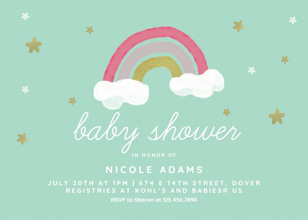 Rainbow joy -  invitación para baby shower