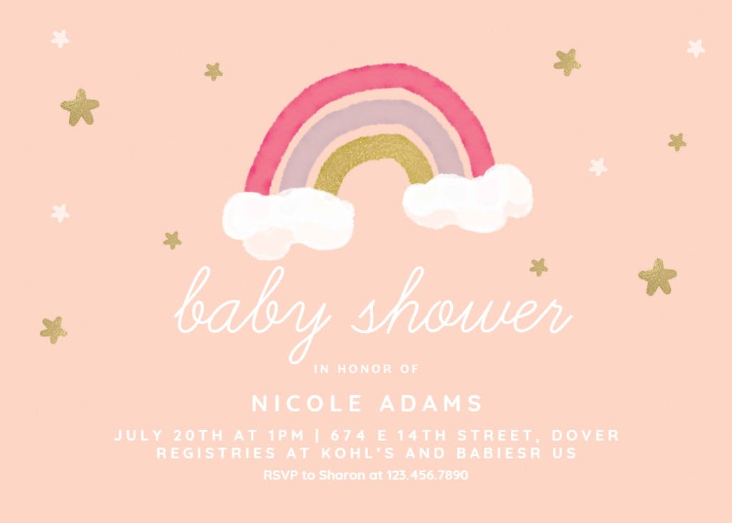 Rainbow joy - baby shower invitation